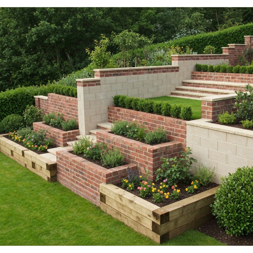 Brick, Block & Rendered Garden Walling in Solihull